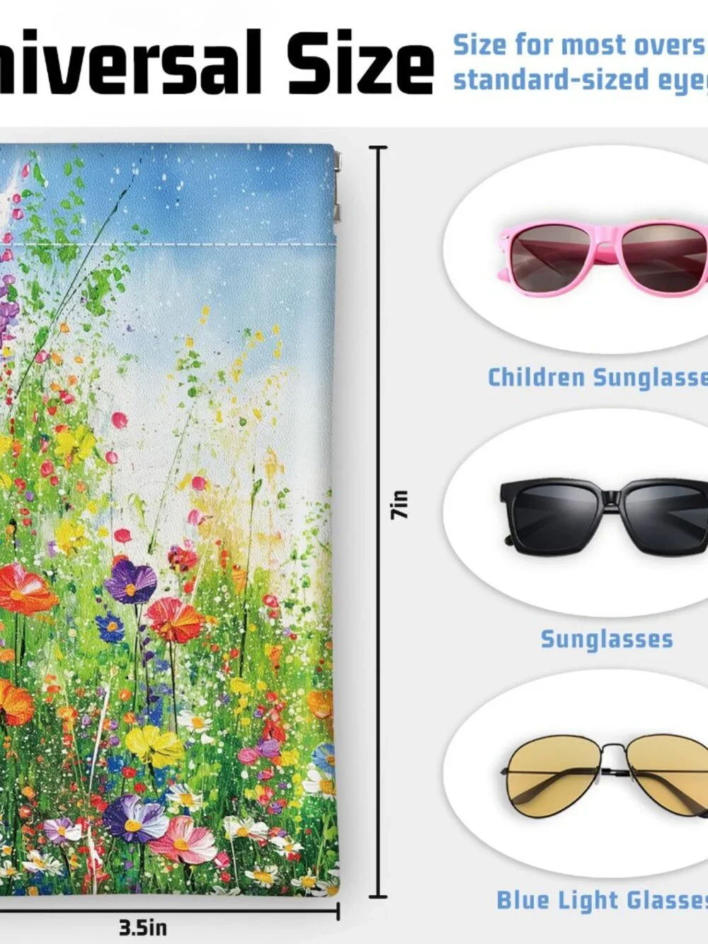 Soft Sunglasses Eyeglass Glasses Case,7x3.5inch Portable PU Leather Squeeze Top